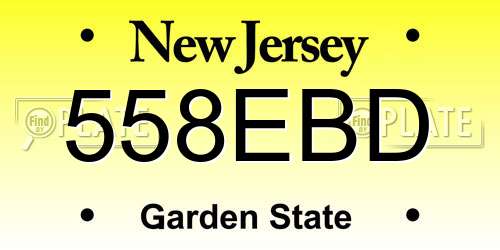 558EBD New Jersey License Plate