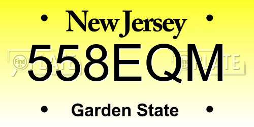 558EQM New Jersey License Plate