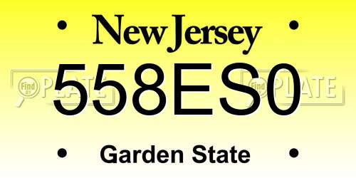 558ES0 New Jersey License Plate