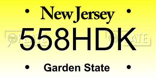 558HDK New Jersey License Plate