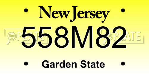 558M82 New Jersey License Plate