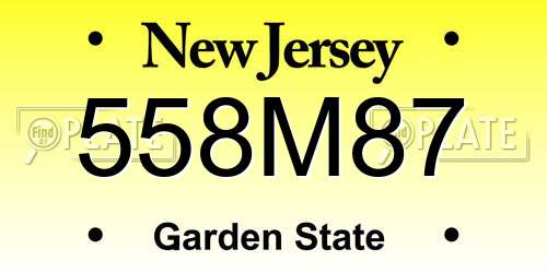 558M87 New Jersey License Plate