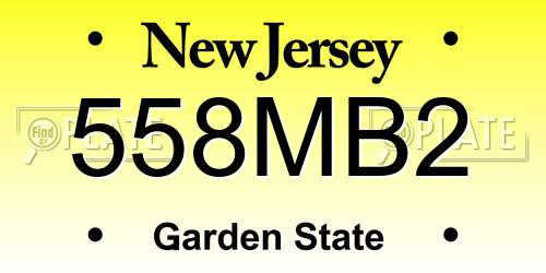 558MB2 New Jersey License Plate