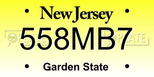 558MB7 New Jersey License Plate