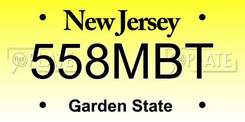 558MBT New Jersey License Plate