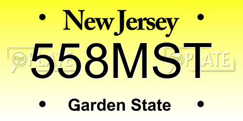 558MST New Jersey License Plate