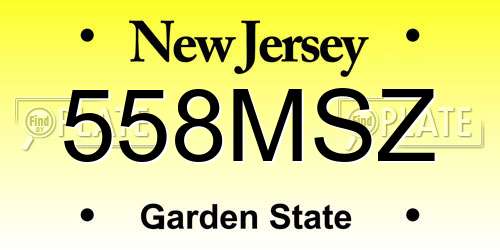 558MSZ New Jersey License Plate