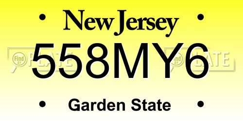 558MY6 New Jersey License Plate
