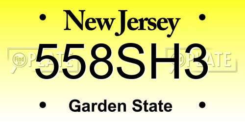 558SH3 New Jersey License Plate