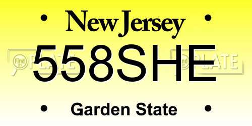 558SHE New Jersey License Plate