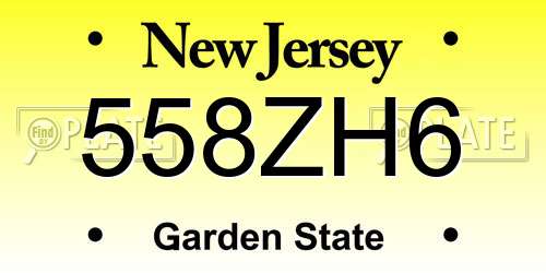 558ZH6 New Jersey License Plate