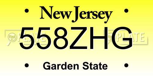 558ZHG New Jersey License Plate