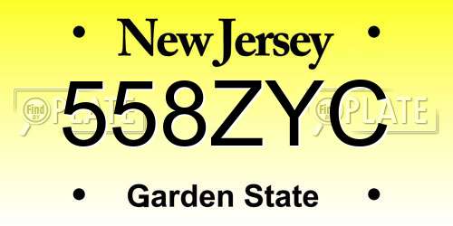 558ZYC New Jersey License Plate