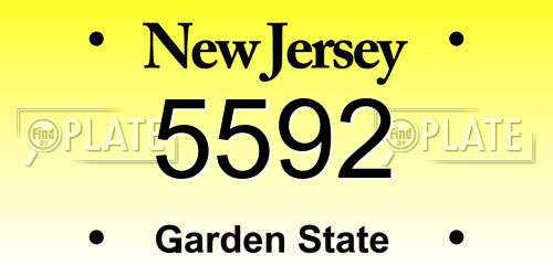 5592 New Jersey License Plate