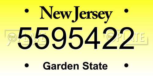 5595422 New Jersey License Plate