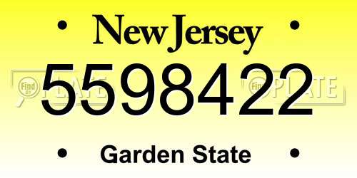 5598422 New Jersey License Plate