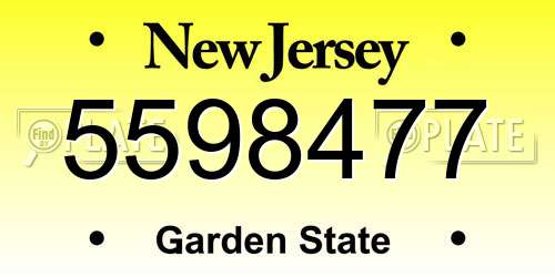 5598477 New Jersey License Plate