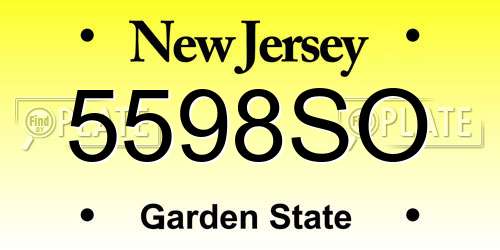 5598SO New Jersey License Plate