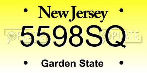 5598SQ New Jersey License Plate
