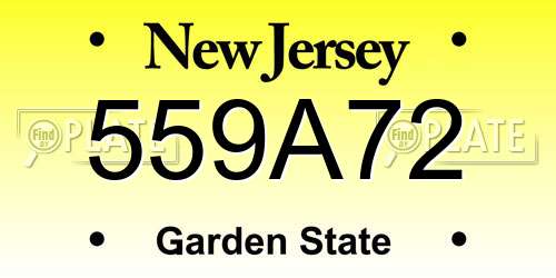 559A72 New Jersey License Plate