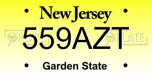 559AZT New Jersey License Plate