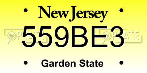 559BE3 New Jersey License Plate