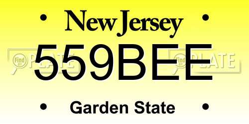 559BEE New Jersey License Plate