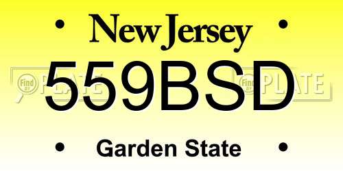 559BSD New Jersey License Plate