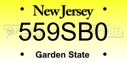 559SB0 New Jersey License Plate