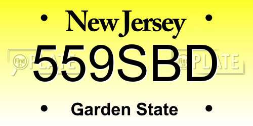 559SBD New Jersey License Plate