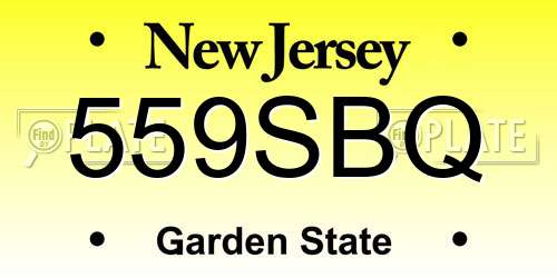 559SBQ New Jersey License Plate
