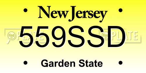 559SSD New Jersey License Plate