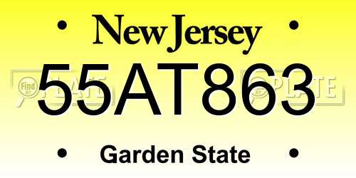 55AT863 New Jersey License Plate