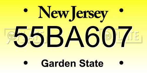 55BA607 New Jersey License Plate
