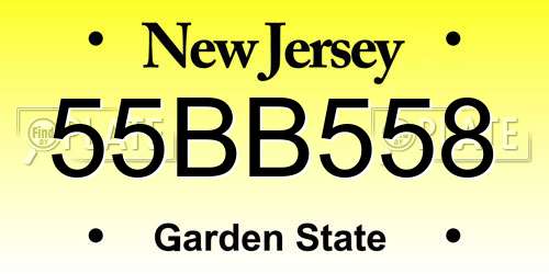 55BB558 New Jersey License Plate