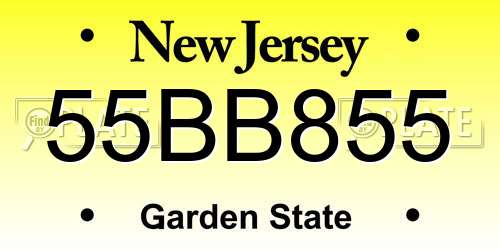 55BB855 New Jersey License Plate