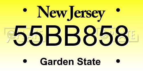 55BB858 New Jersey License Plate