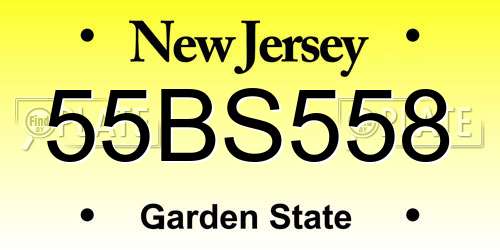 55BS558 New Jersey License Plate