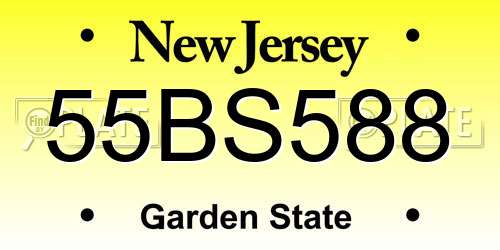 55BS588 New Jersey License Plate