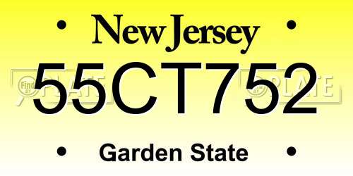 55CT752 New Jersey License Plate