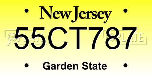 55CT787 New Jersey License Plate