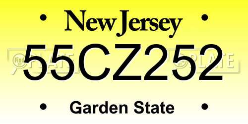 55CZ252 New Jersey License Plate