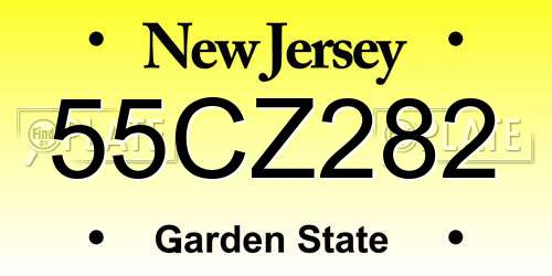 55CZ282 New Jersey License Plate