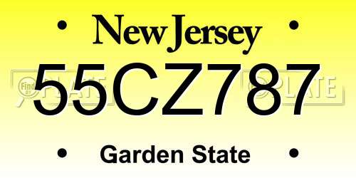 55CZ787 New Jersey License Plate