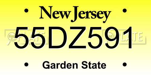 55DZ591 New Jersey License Plate