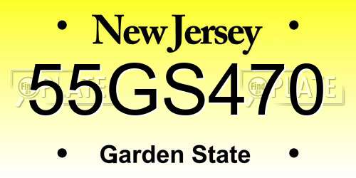 55GS470 New Jersey License Plate