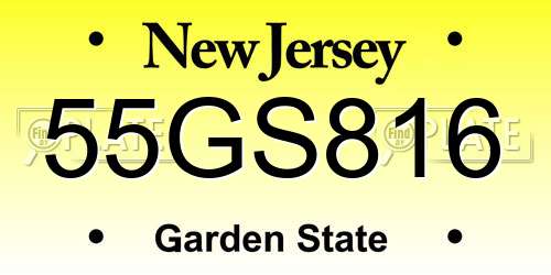 55GS816 New Jersey License Plate