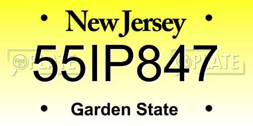 55IP847 New Jersey License Plate