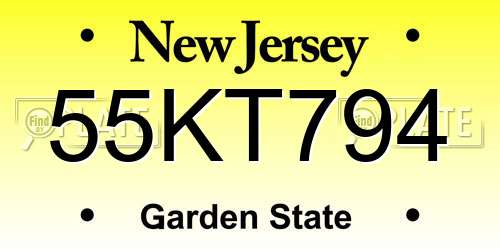 55KT794 New Jersey License Plate
