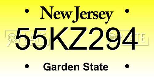 55KZ294 New Jersey License Plate